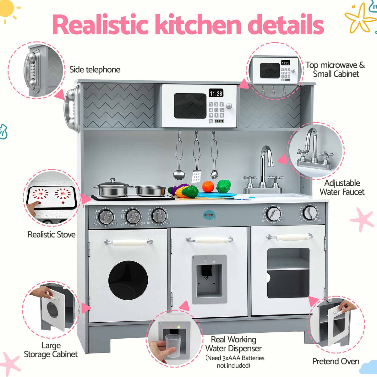 Keezi Kids Deluxe Pretend Play Kitchen Set
