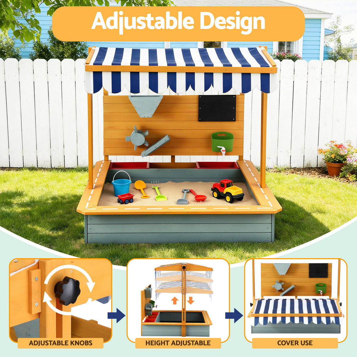 Keezi Kids 110cm SandBox with Canopy