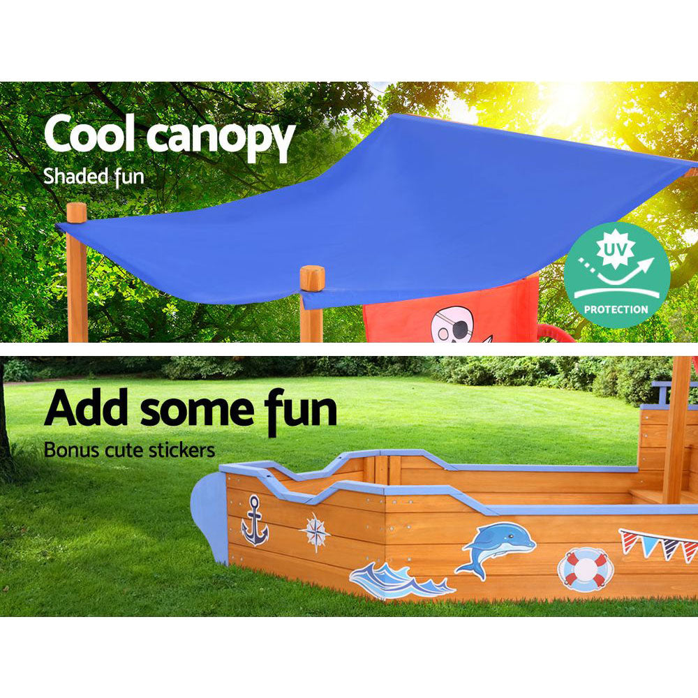 Keezi Kids 165cm Boat Sandpit with Canopy