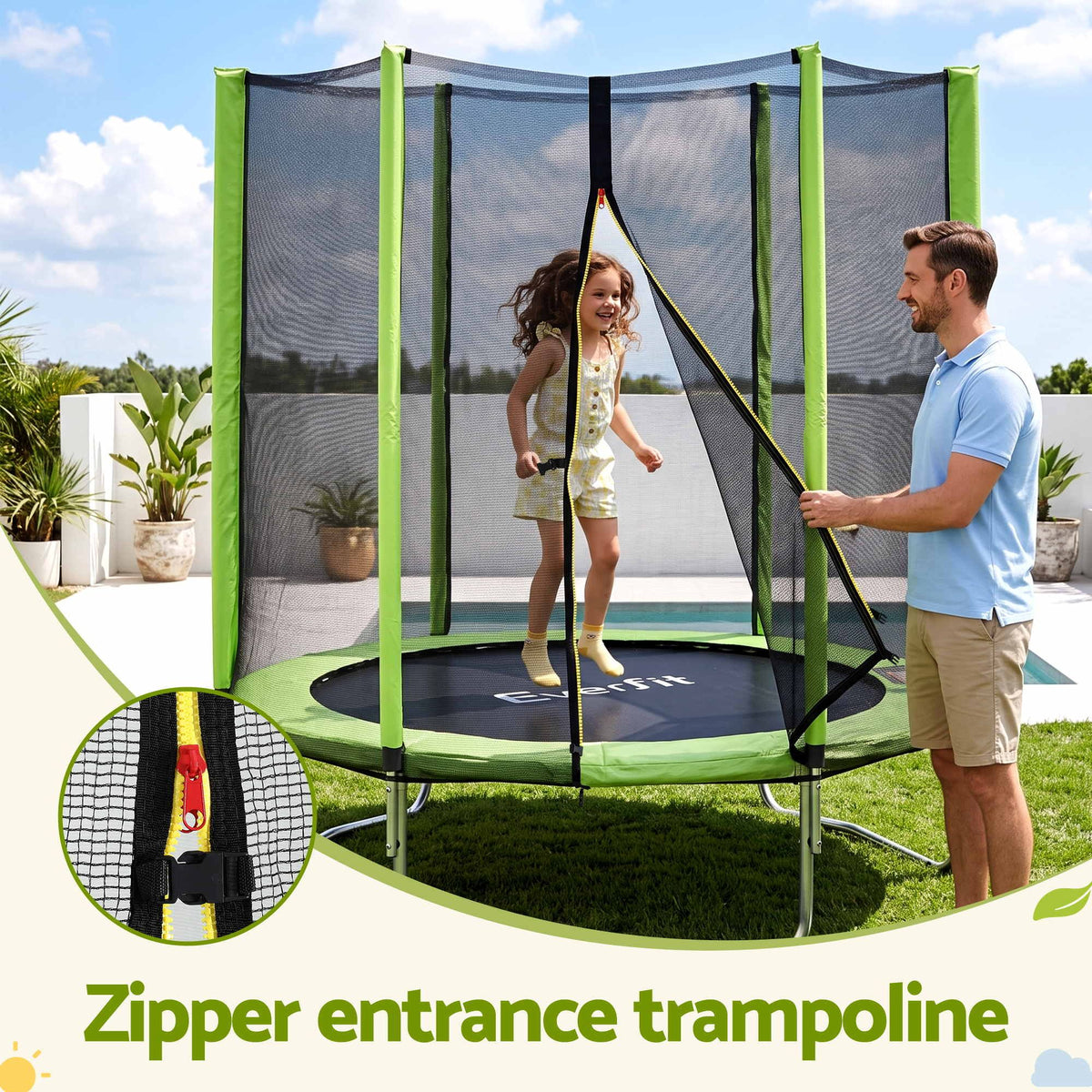 Everfit 6ft 60kg Kids Trampoline with Net Enclosure