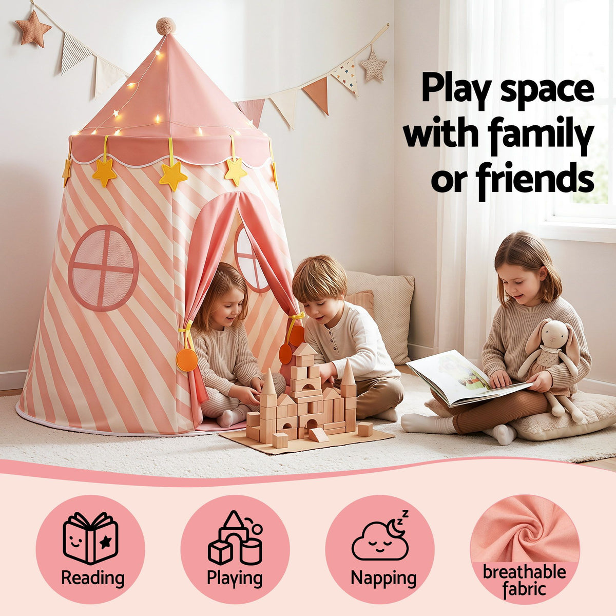 Keezi Kids Teepee Playhouse with Star Lights
