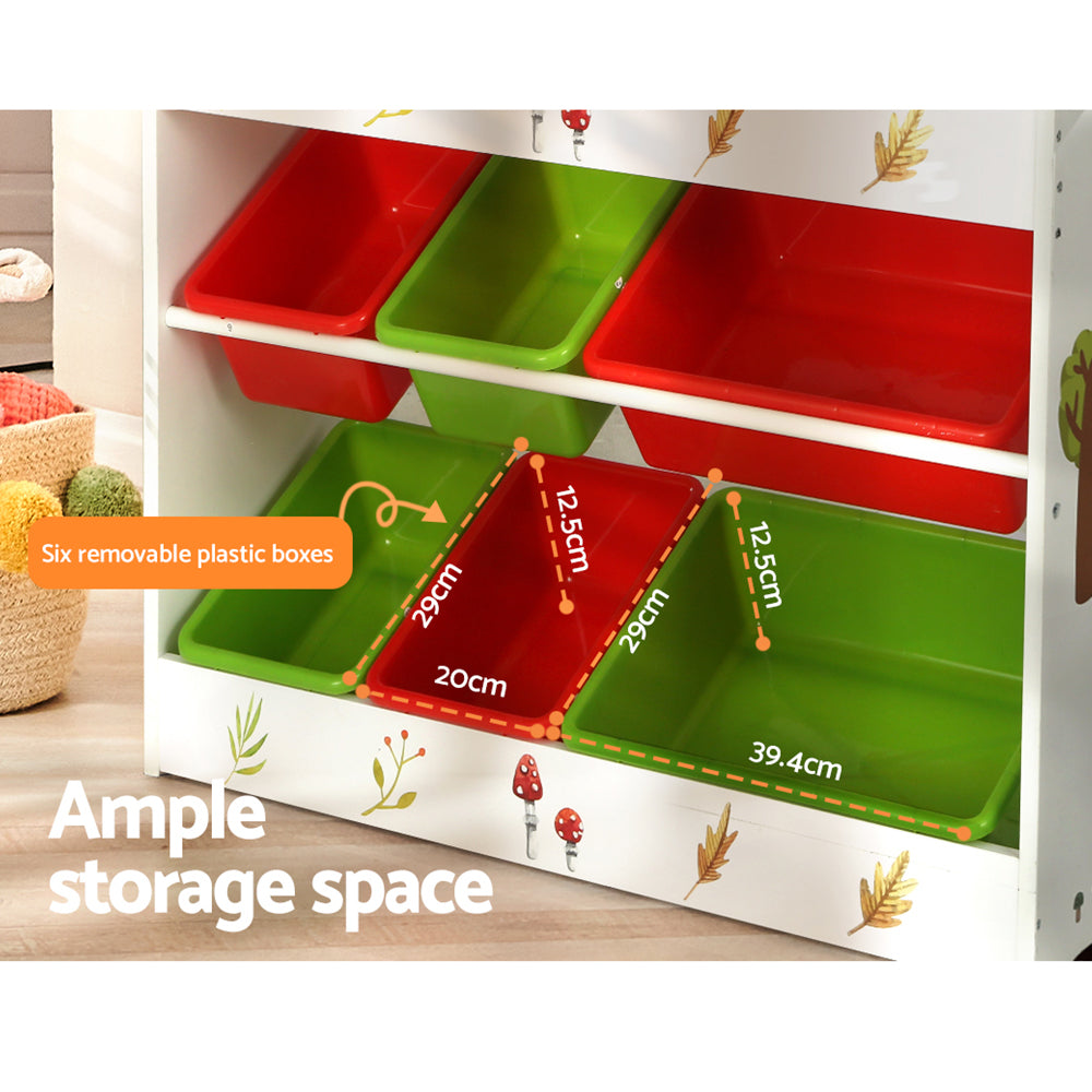 Keezi Kids 6 Bin Storage & Bookshelf