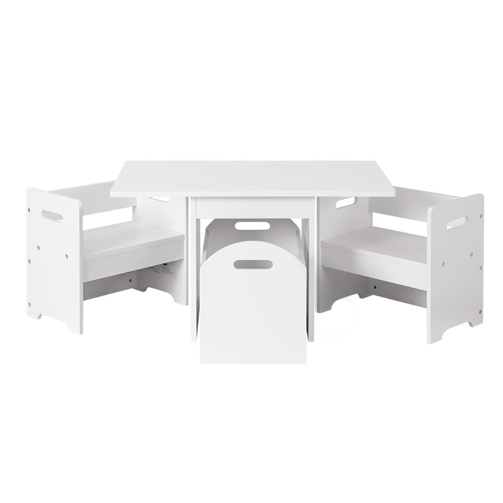 Keezi 3PC Kids Table and Chairs Storage Set