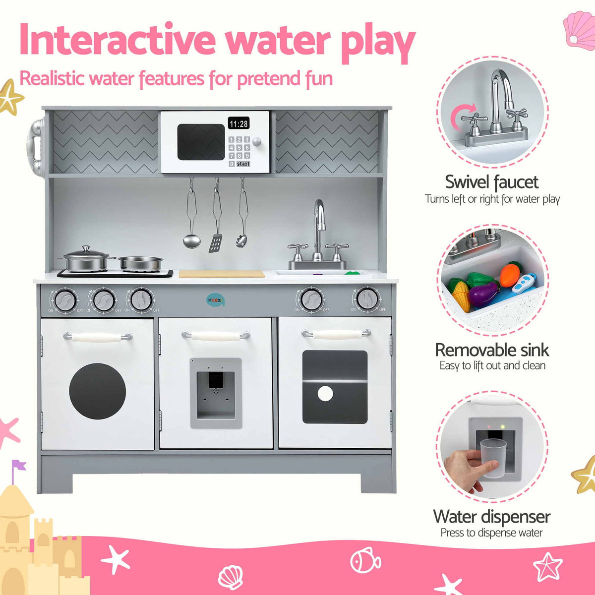 Keezi Kids Deluxe Pretend Play Kitchen Set