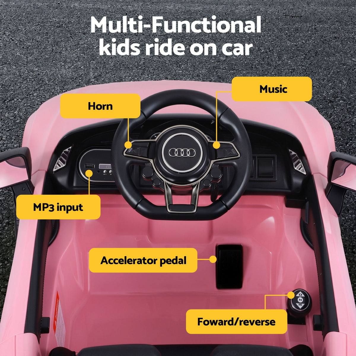 Audi R8 12V Electric Ride On Car - Pink
