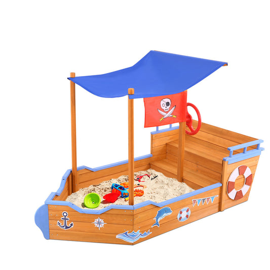 Keezi Kids 165cm Boat Sandpit with Canopy