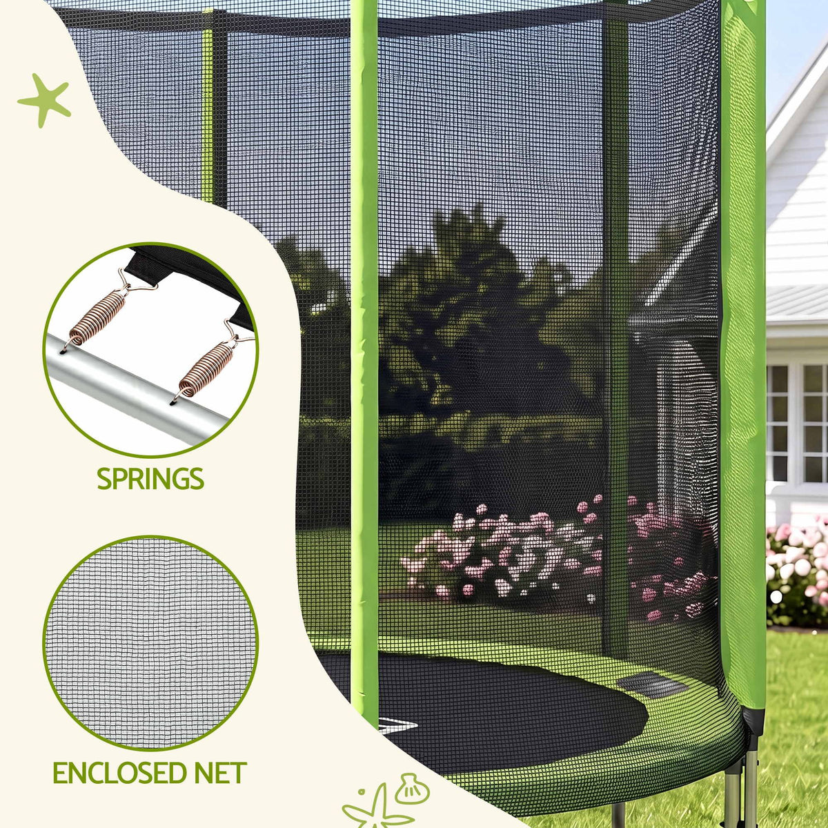 Everfit 6ft 60kg Kids Trampoline with Net Enclosure