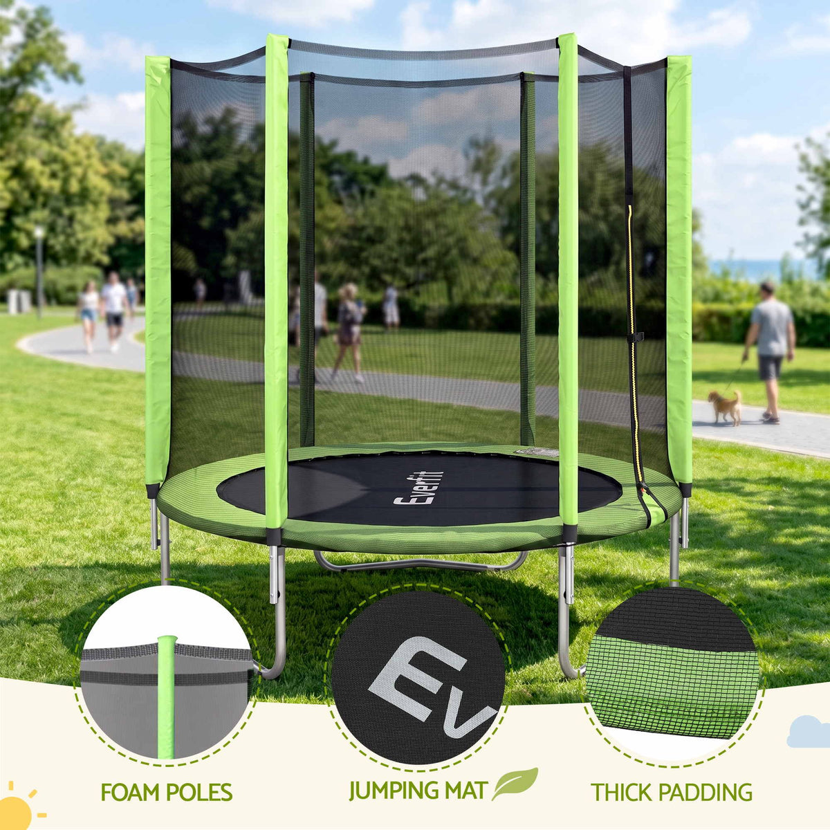 Everfit 6ft 60kg Kids Trampoline with Net Enclosure