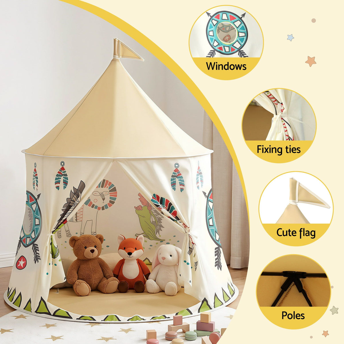 Keezi Kids Teepee Tent Playhouse