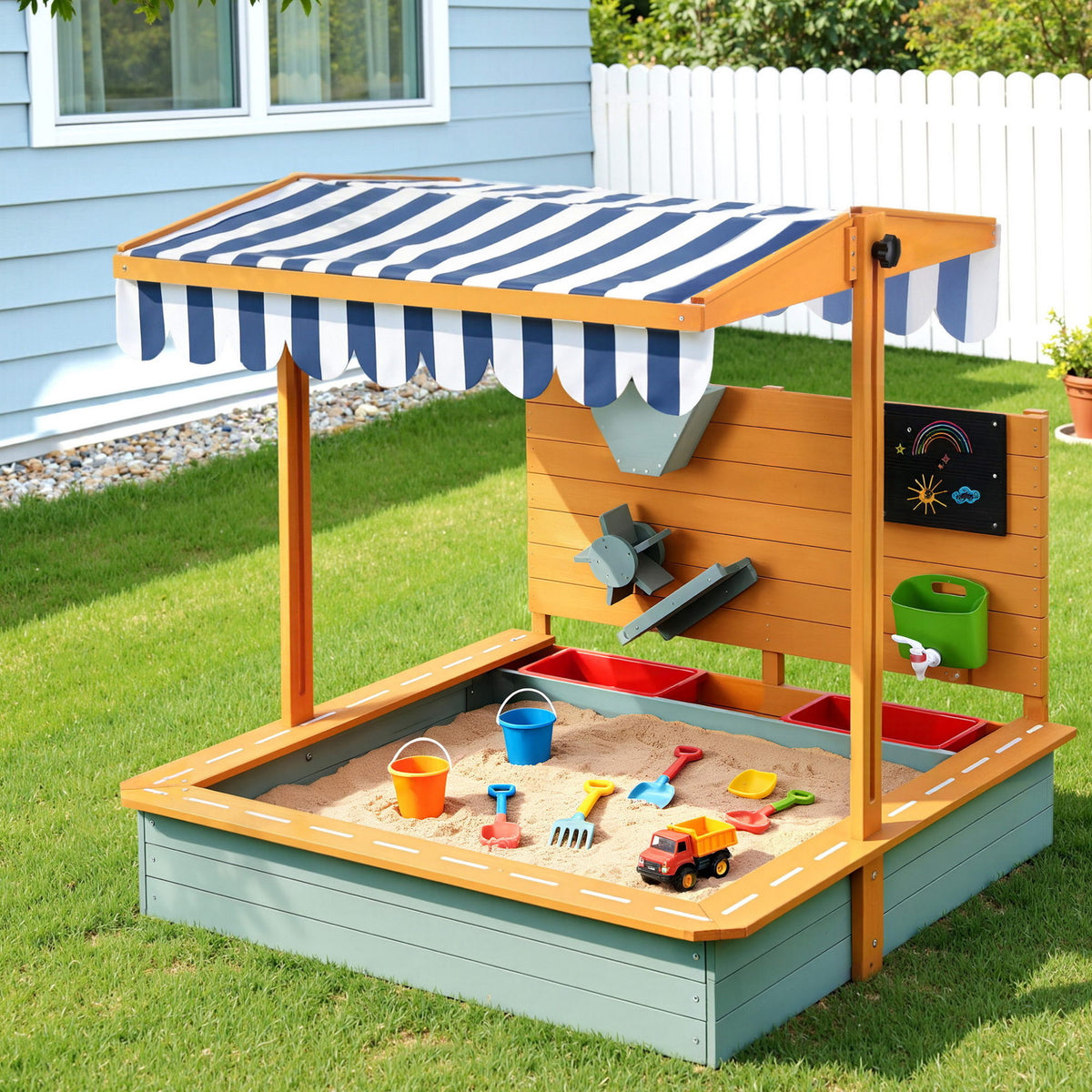 Keezi Kids 110cm SandBox with Canopy