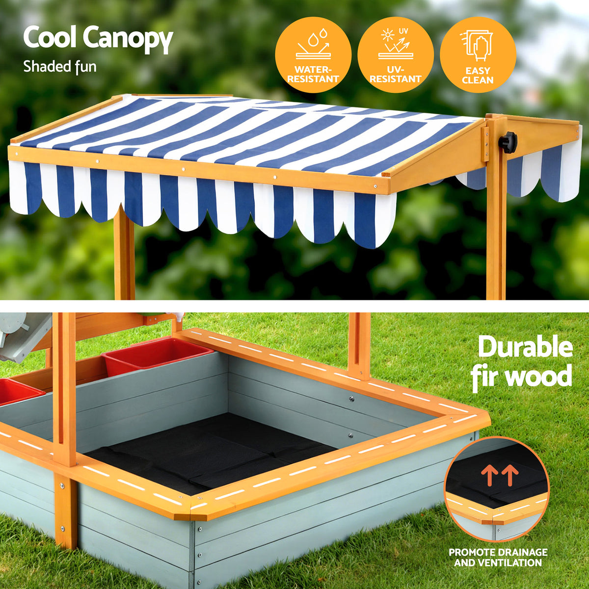 Keezi Kids 110cm SandBox with Canopy